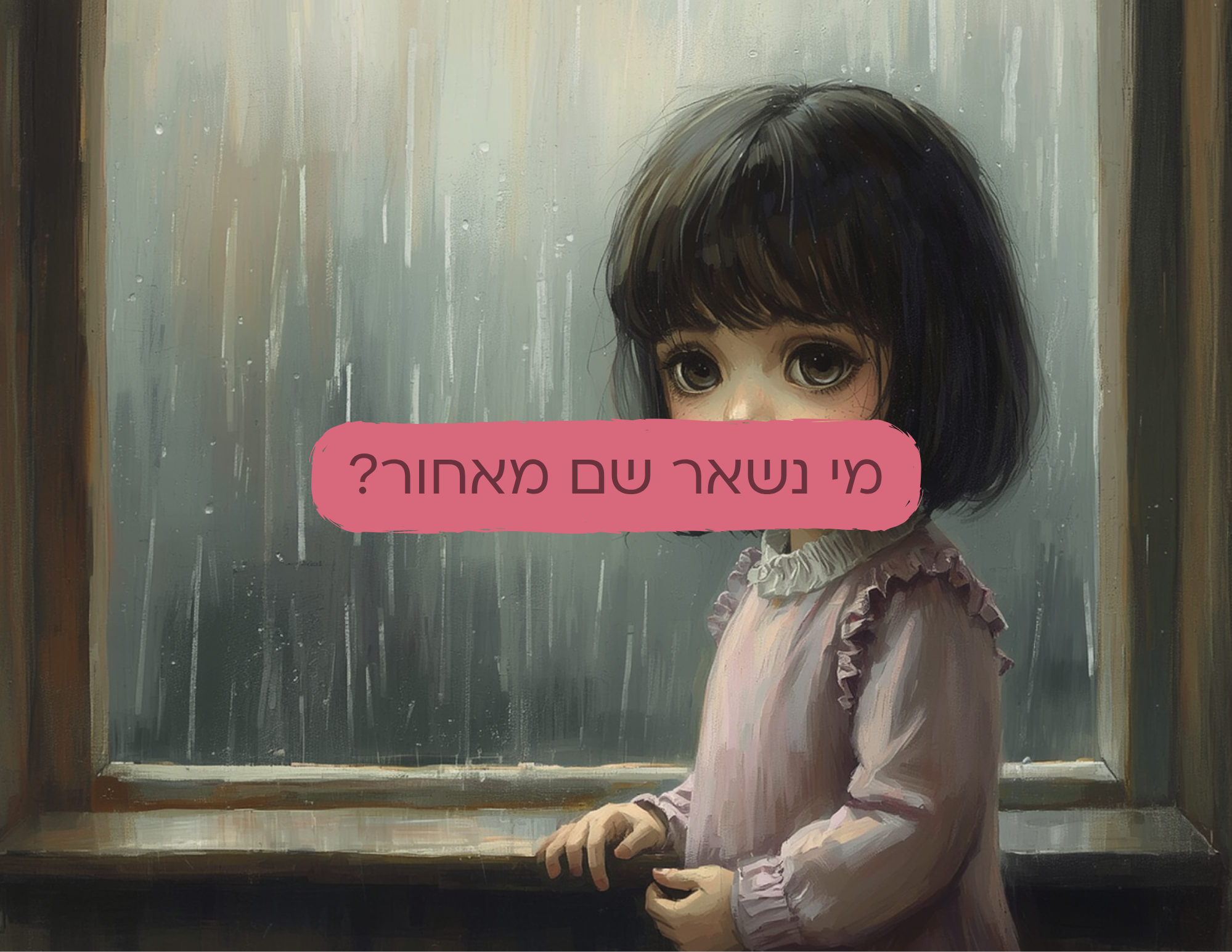 ילדה עצובה וטקסט ששואל מי נשאר שם מאחור